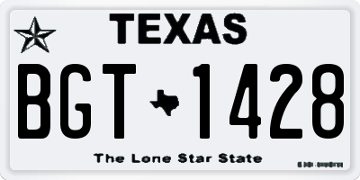 TX license plate BGT1428