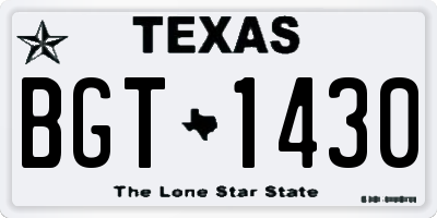 TX license plate BGT1430