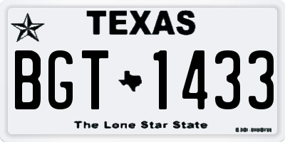 TX license plate BGT1433