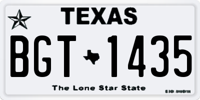 TX license plate BGT1435