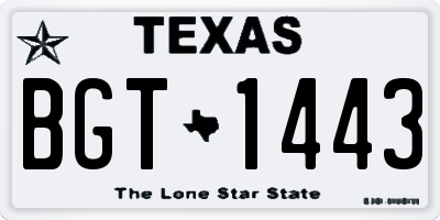 TX license plate BGT1443