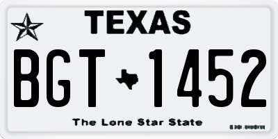TX license plate BGT1452