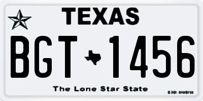 TX license plate BGT1456