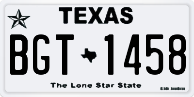 TX license plate BGT1458