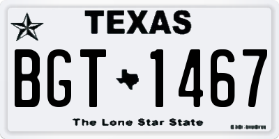 TX license plate BGT1467