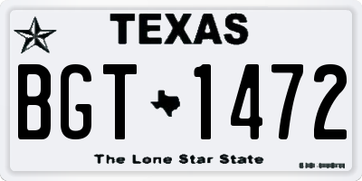 TX license plate BGT1472