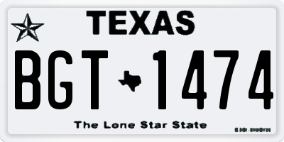 TX license plate BGT1474
