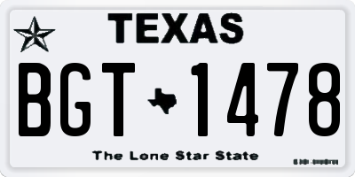 TX license plate BGT1478