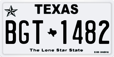 TX license plate BGT1482