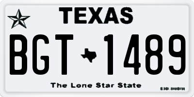 TX license plate BGT1489