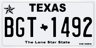 TX license plate BGT1492
