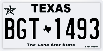TX license plate BGT1493