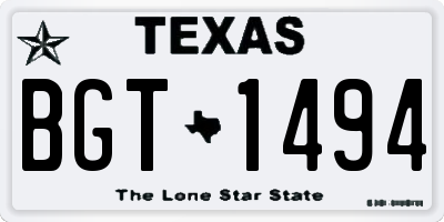 TX license plate BGT1494