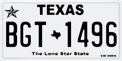 TX license plate BGT1496