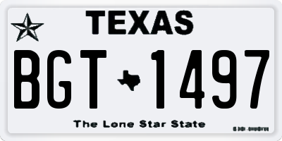 TX license plate BGT1497
