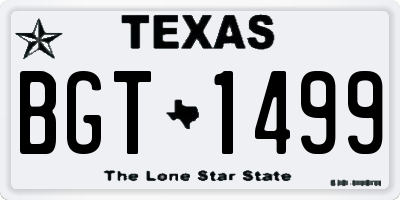 TX license plate BGT1499