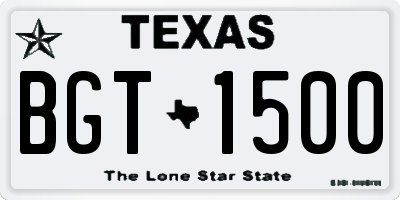 TX license plate BGT1500