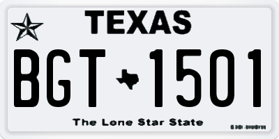 TX license plate BGT1501