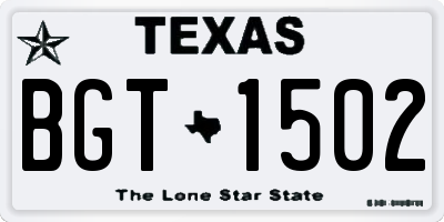 TX license plate BGT1502