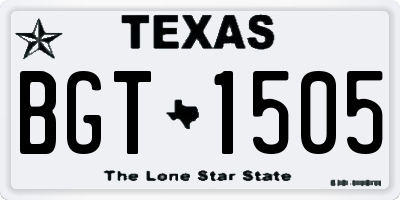 TX license plate BGT1505