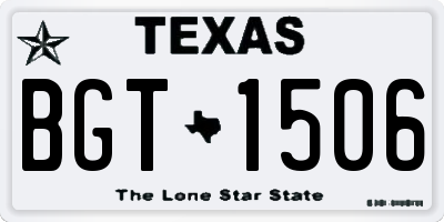 TX license plate BGT1506