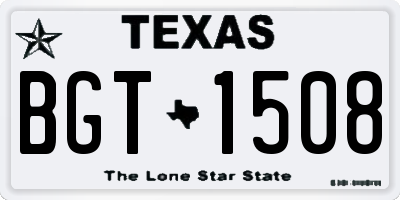 TX license plate BGT1508
