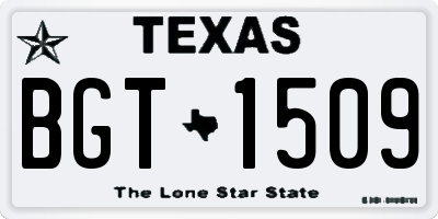 TX license plate BGT1509