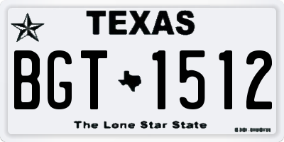 TX license plate BGT1512