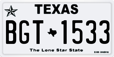 TX license plate BGT1533
