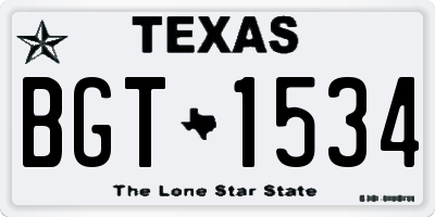 TX license plate BGT1534