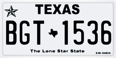 TX license plate BGT1536