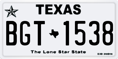 TX license plate BGT1538