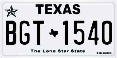 TX license plate BGT1540