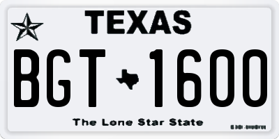TX license plate BGT1600