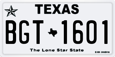 TX license plate BGT1601