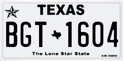 TX license plate BGT1604