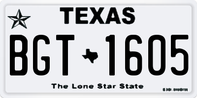 TX license plate BGT1605