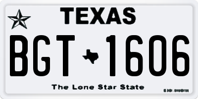 TX license plate BGT1606