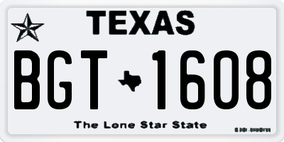 TX license plate BGT1608
