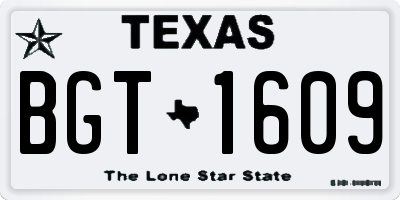 TX license plate BGT1609