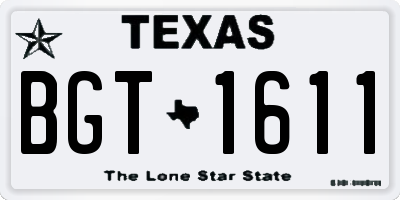 TX license plate BGT1611