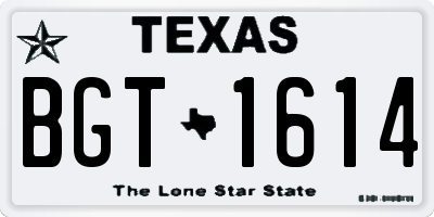 TX license plate BGT1614