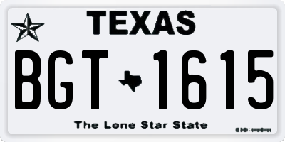 TX license plate BGT1615