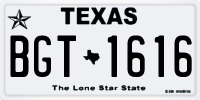 TX license plate BGT1616