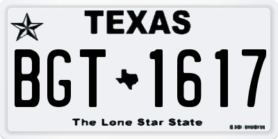 TX license plate BGT1617