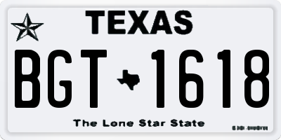 TX license plate BGT1618