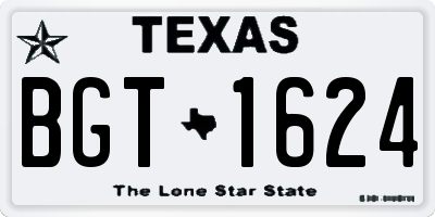 TX license plate BGT1624
