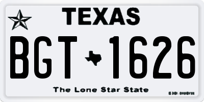 TX license plate BGT1626