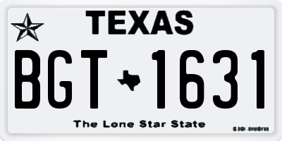 TX license plate BGT1631