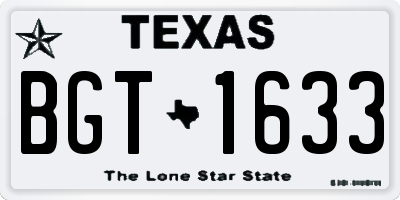 TX license plate BGT1633
